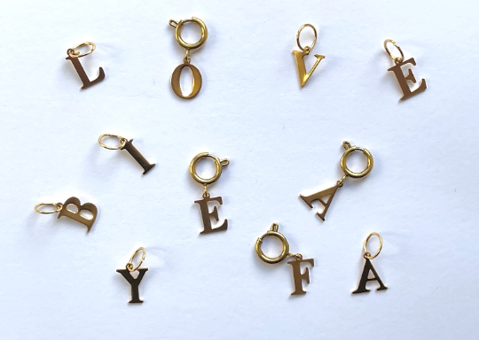 Gold Plated Stainless Steel Initial Letter Alphabet Charm Pendant