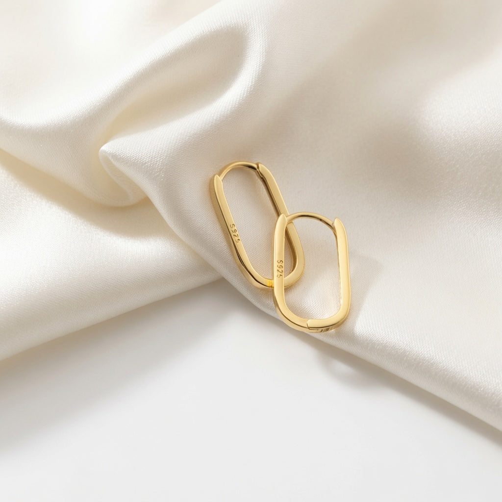 14ct Gold Oval Hoop Earrings