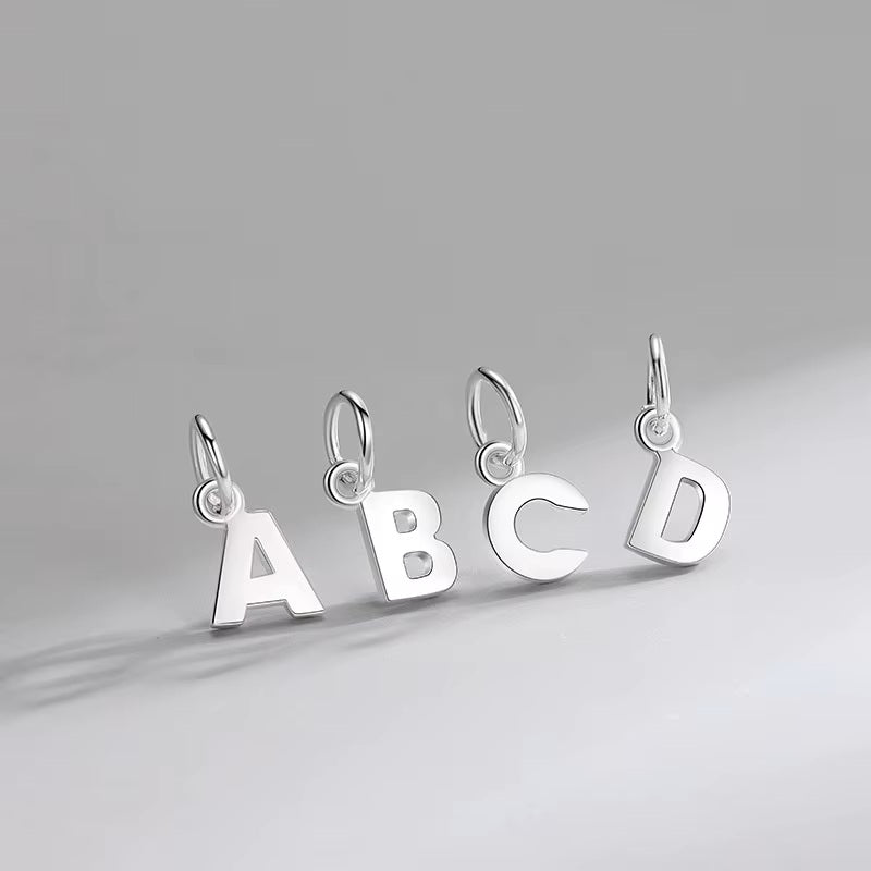 925 Sterling Silver Initial Letter A-Z Charm Pendant