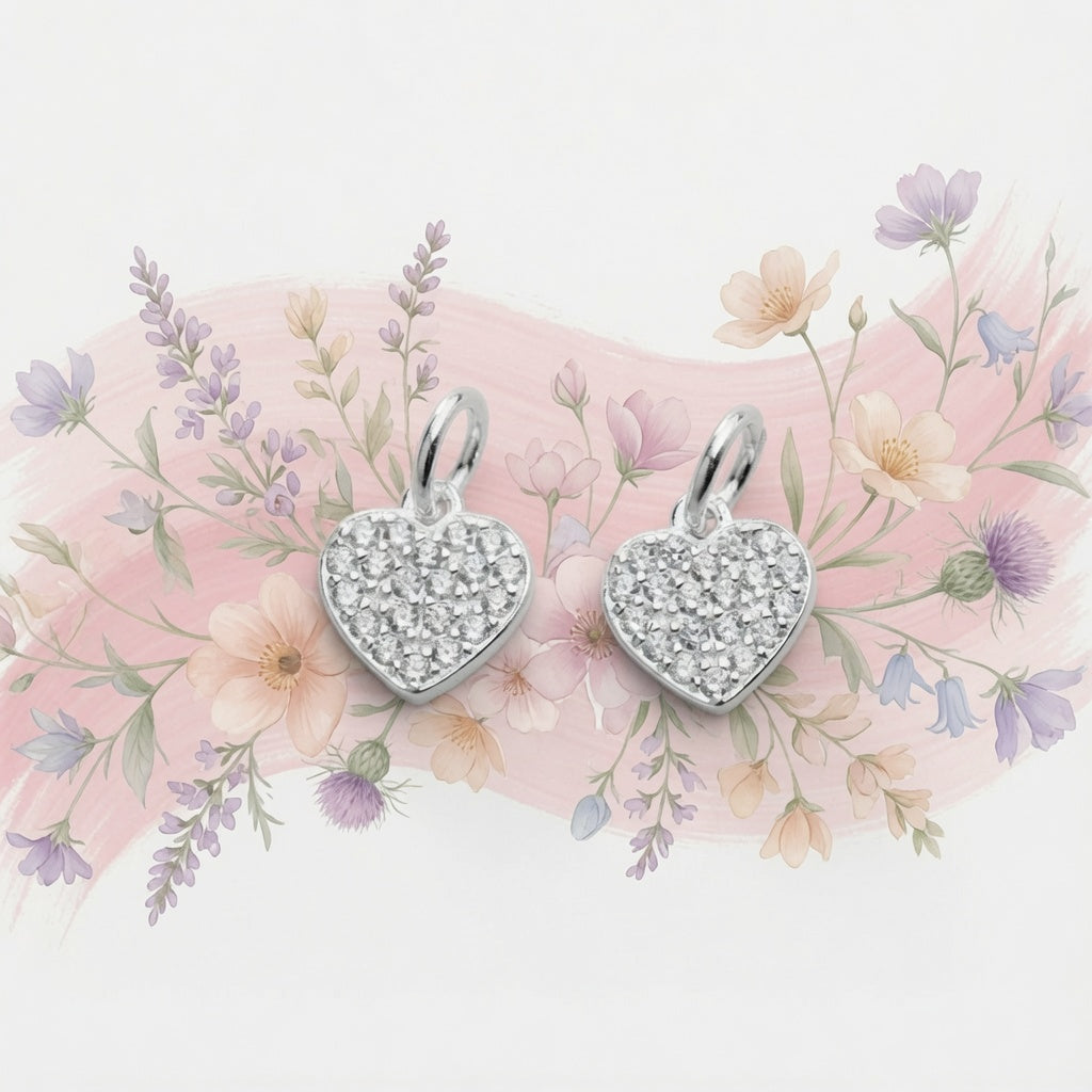 14ct Gold | 925 Sterling Silver Crystal Heart Charm Pendant