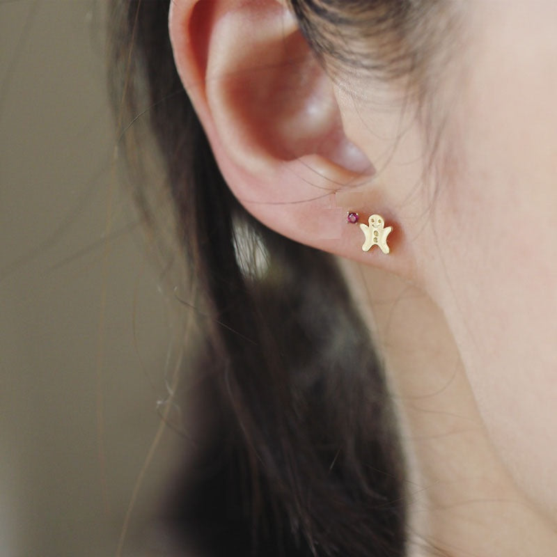 14ct Gold Gingerbread Man Earrings