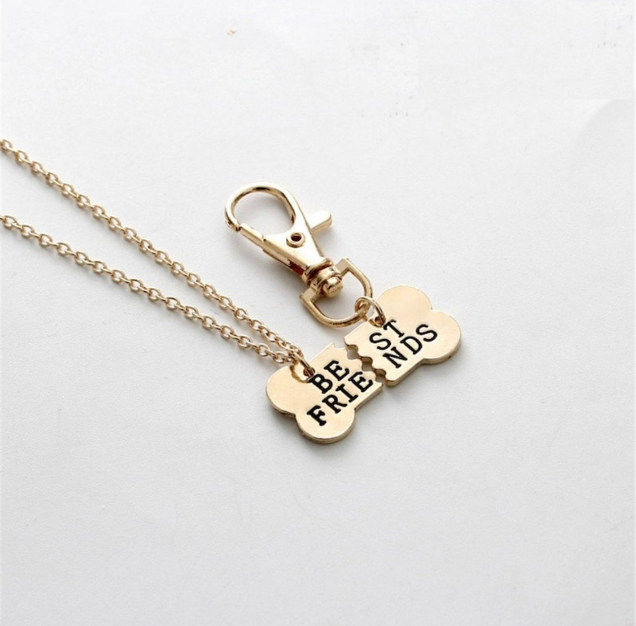 Best Friends Bone Pendant Matching Owner Necklace And Dog Tag Set