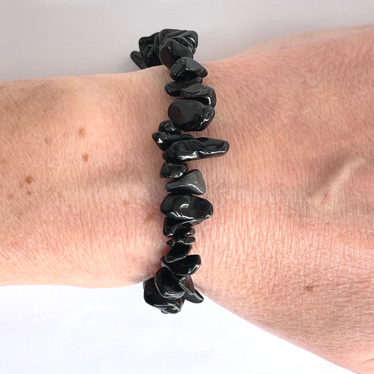Natural Obsidian Crystal Chip Stretch Bracelet