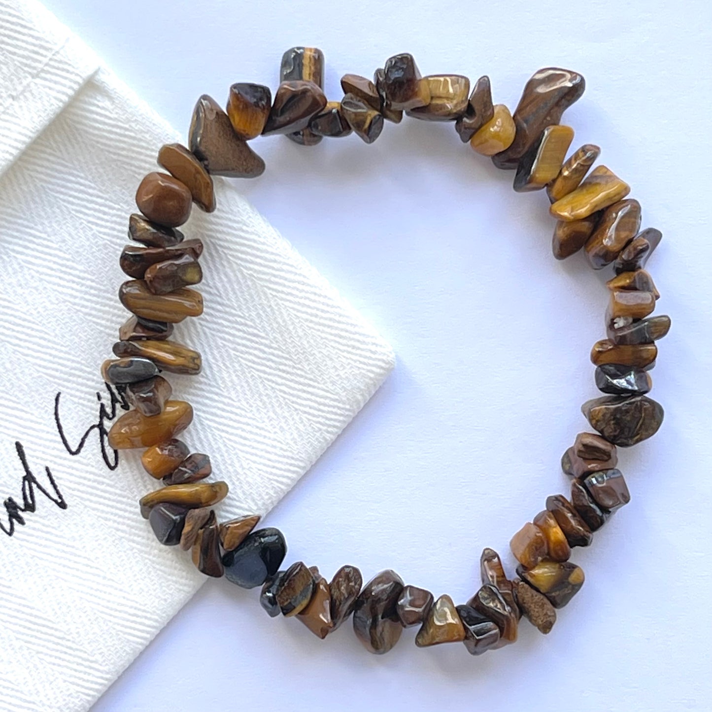 Natural Tiger's Eye Crystal Chip Stretch Bracelet