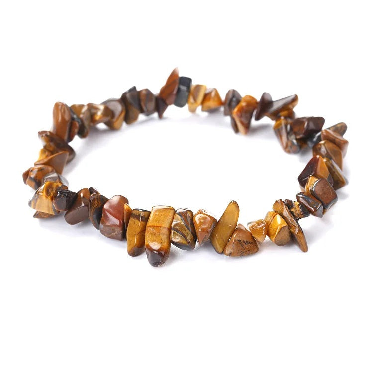 Natural Tiger's Eye Crystal Chip Stretch Bracelet