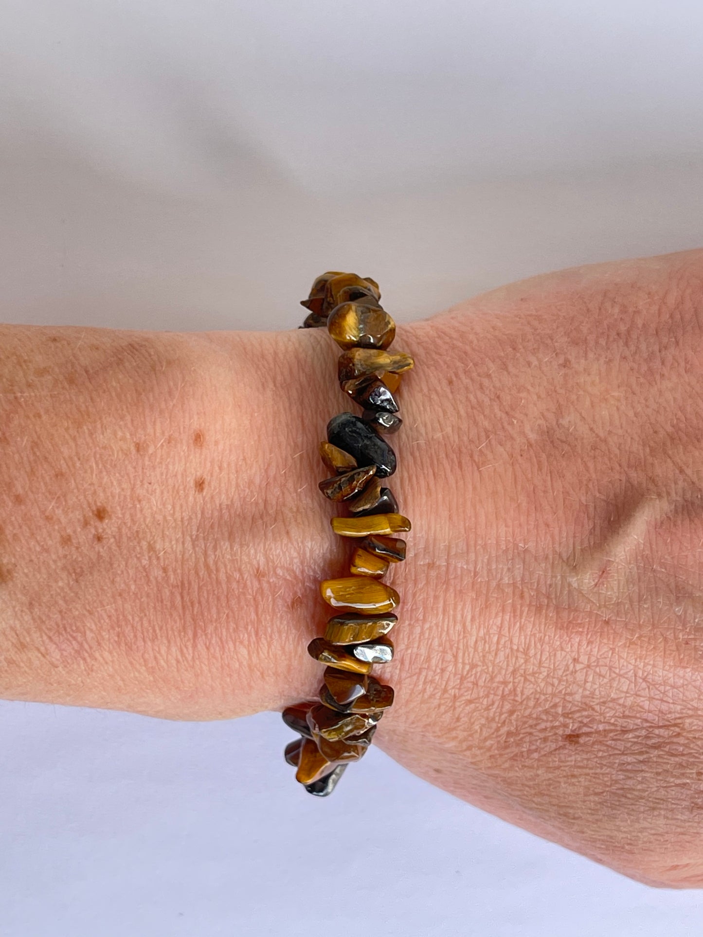 Natural Tiger's Eye Crystal Chip Stretch Bracelet