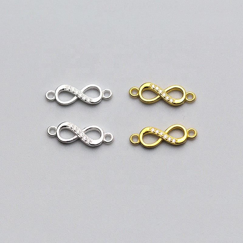 Sterling Silver / Gold Crystal Infinity Connector Charm Pendant