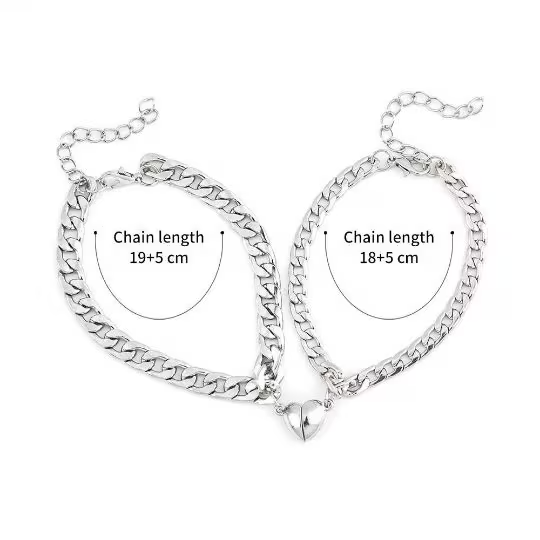 Personalised matching magnetic heart couple bracelets set