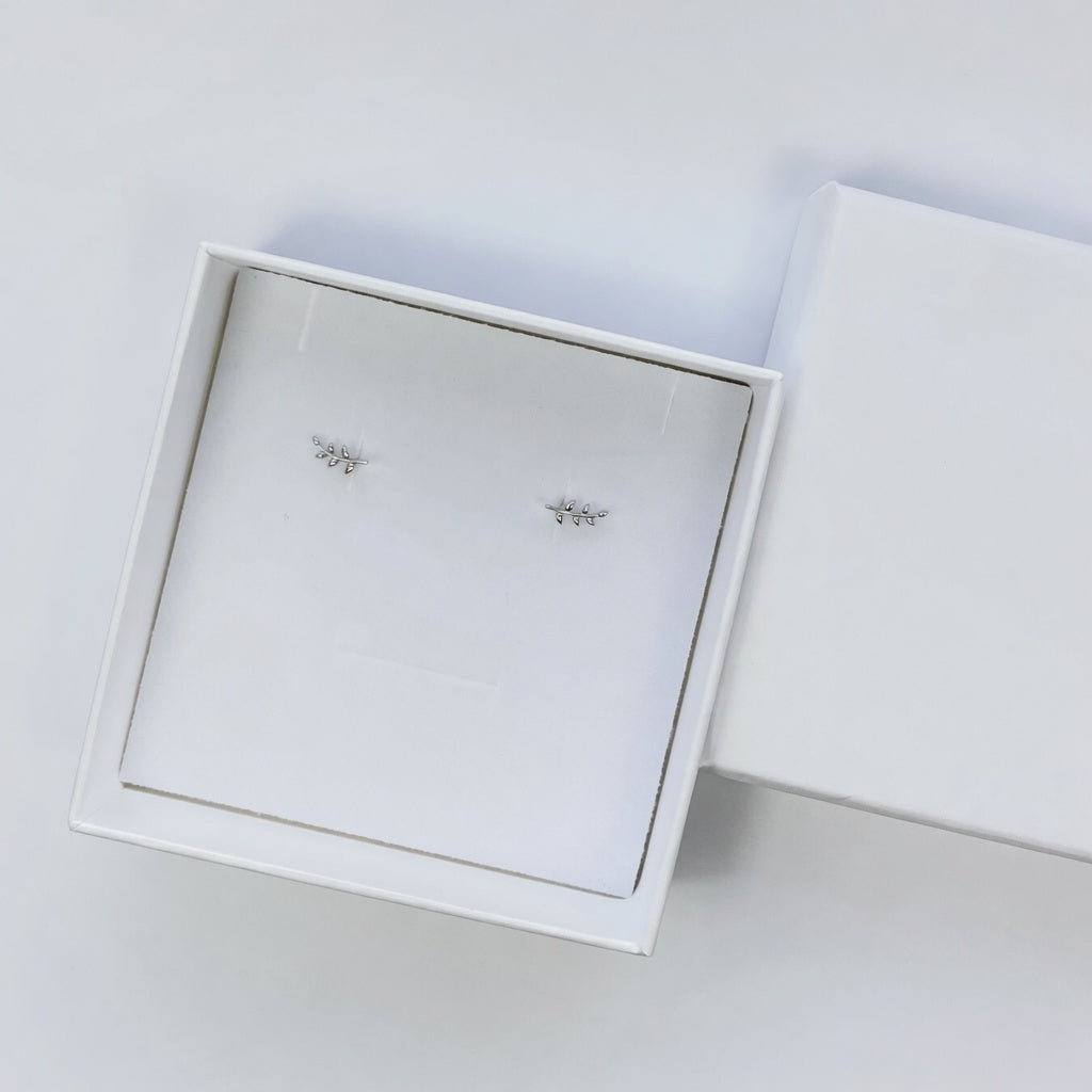 925 Sterling Silver Leaf Branch Stud Earrings