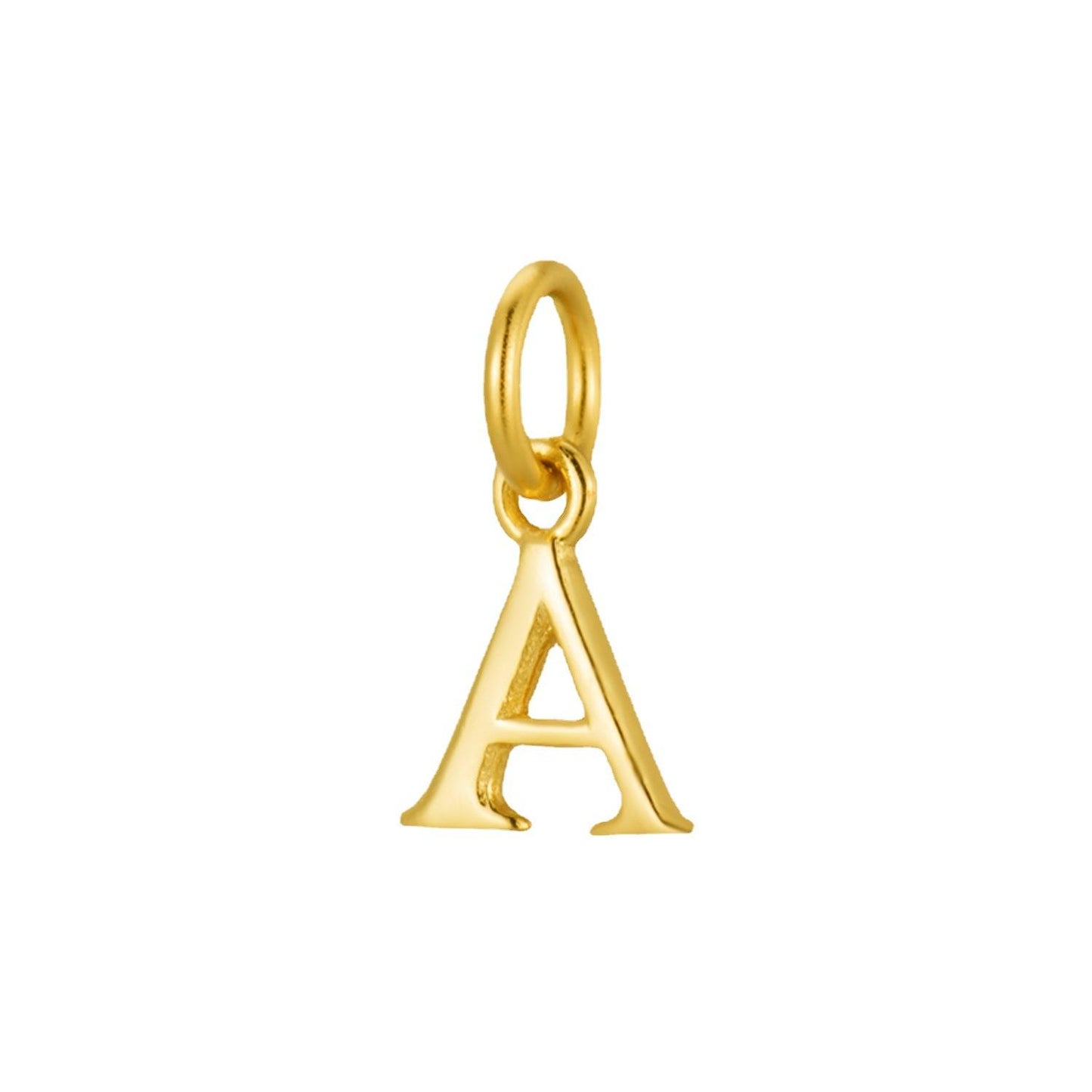 14ct Gold A-Z Initial Letter Charm Pendant with Closed Jump Ring