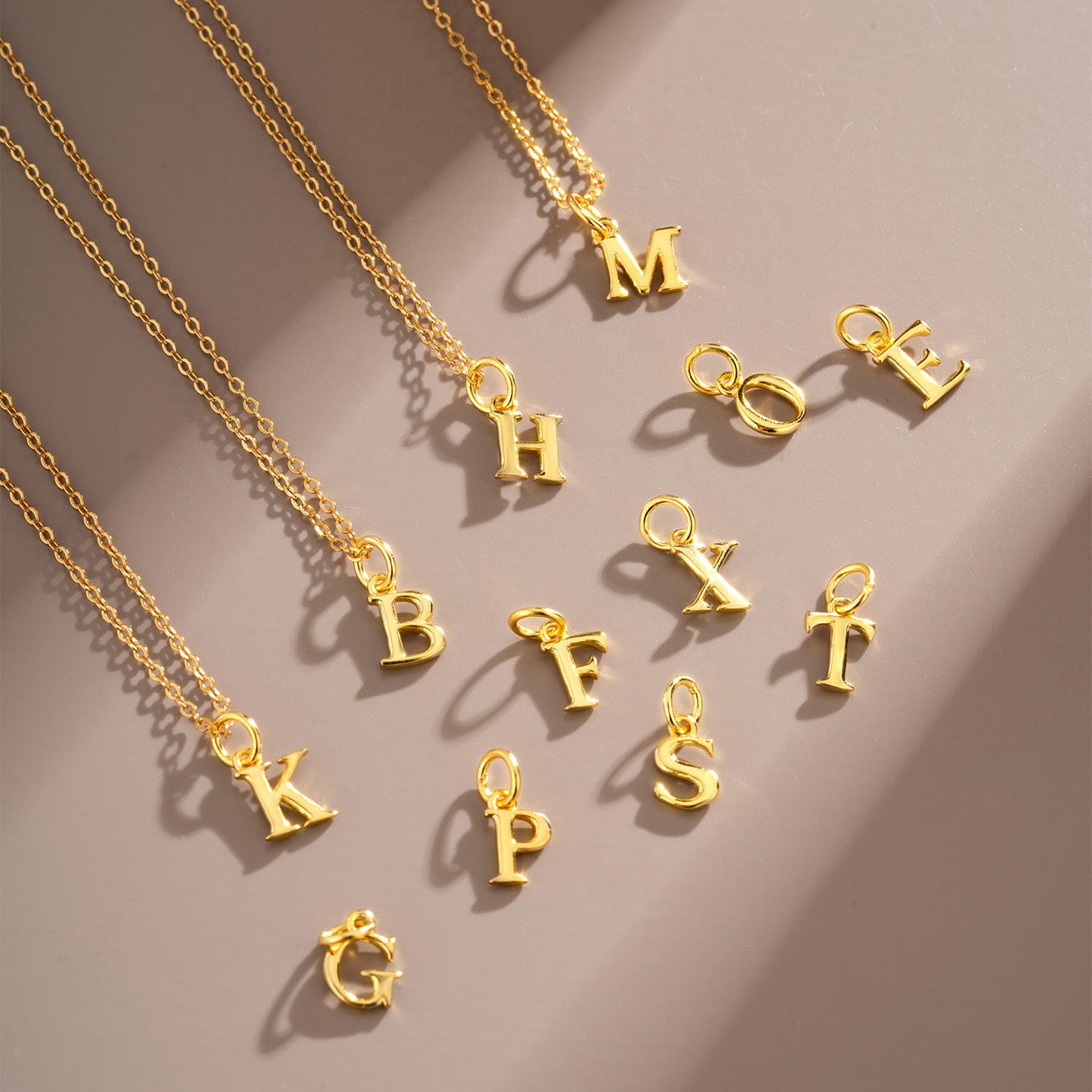 14ct Gold A-Z Initial Letter Charm Pendant with Closed Jump Ring