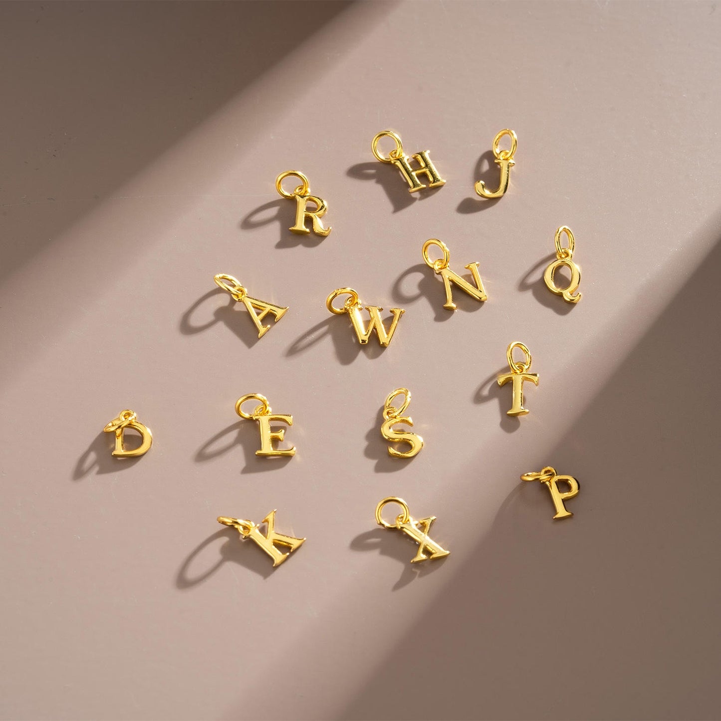 14ct Gold A-Z Initial Letter Charm Pendant with Closed Jump Ring