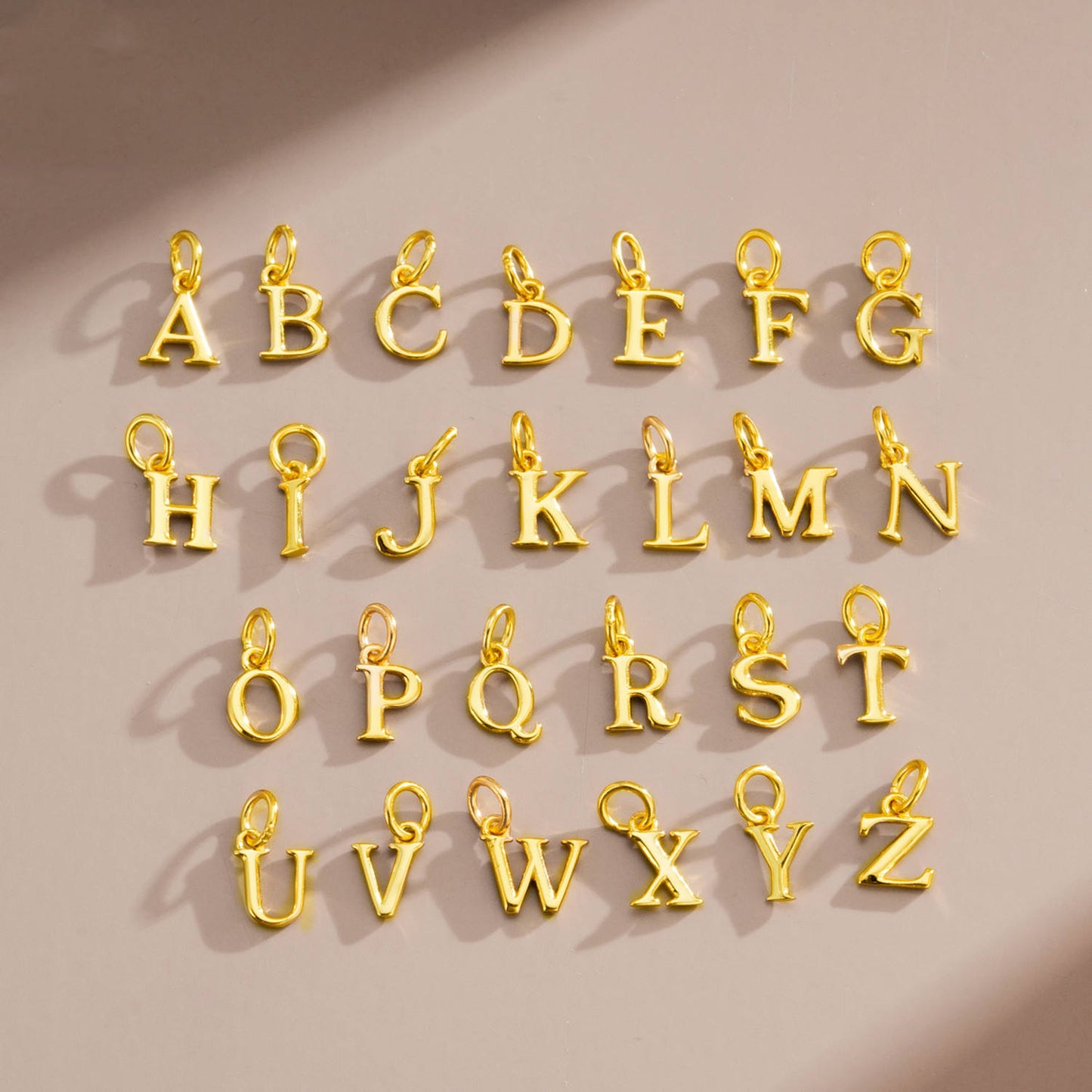 14ct Gold A-Z Initial Letter Charm Pendant with Closed Jump Ring