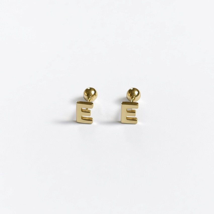 14ct Gold E Stud Earrings
