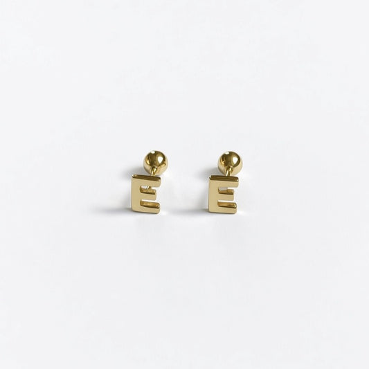 14ct Gold E Stud Earrings