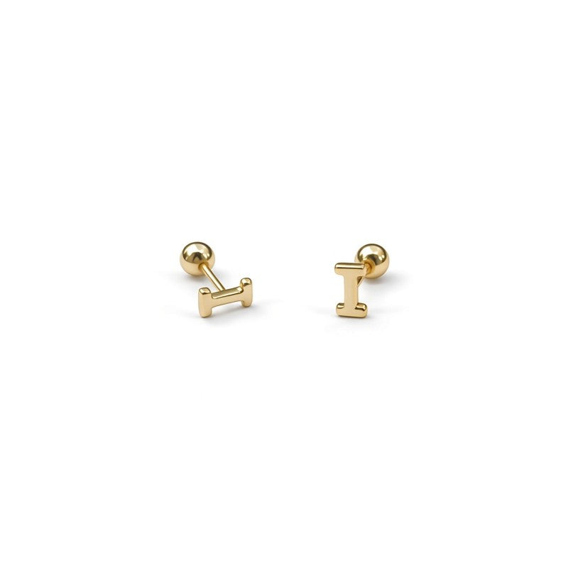 14ct Gold I Stud Earrings