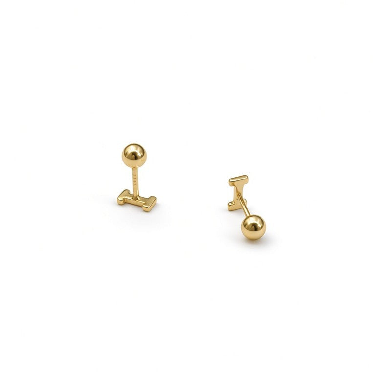14ct Gold I Stud Earrings