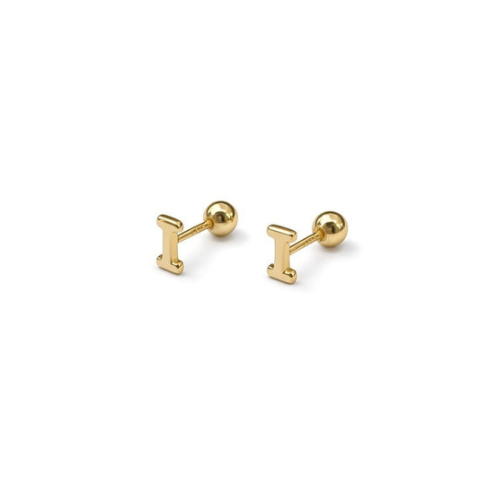 14ct Gold I Stud Earrings