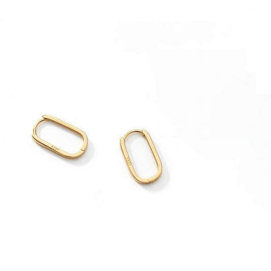 14ct Gold Oval Hoop Earrings