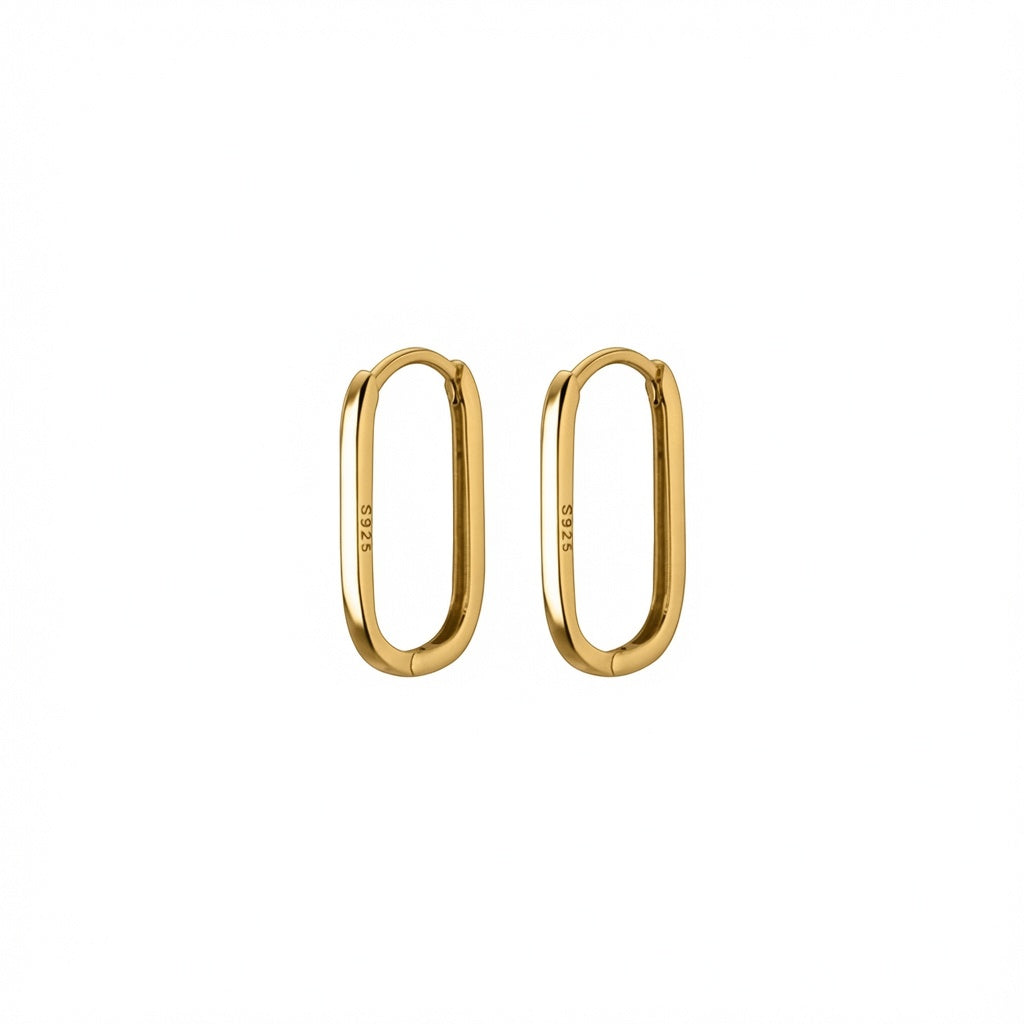 14ct Gold Oval Hoop Earrings