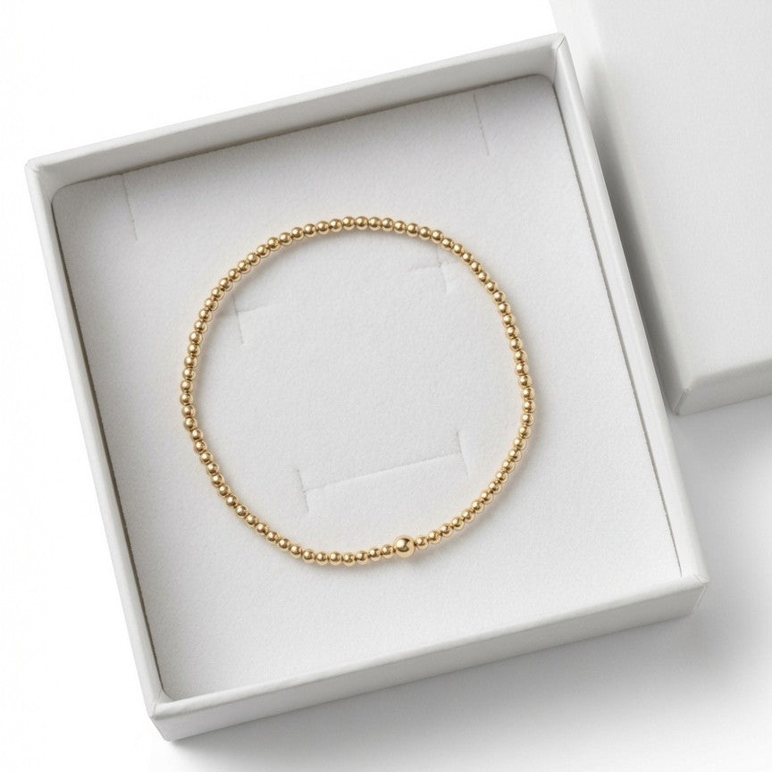 14ct Solid Gold Beaded Stretch Bracelet