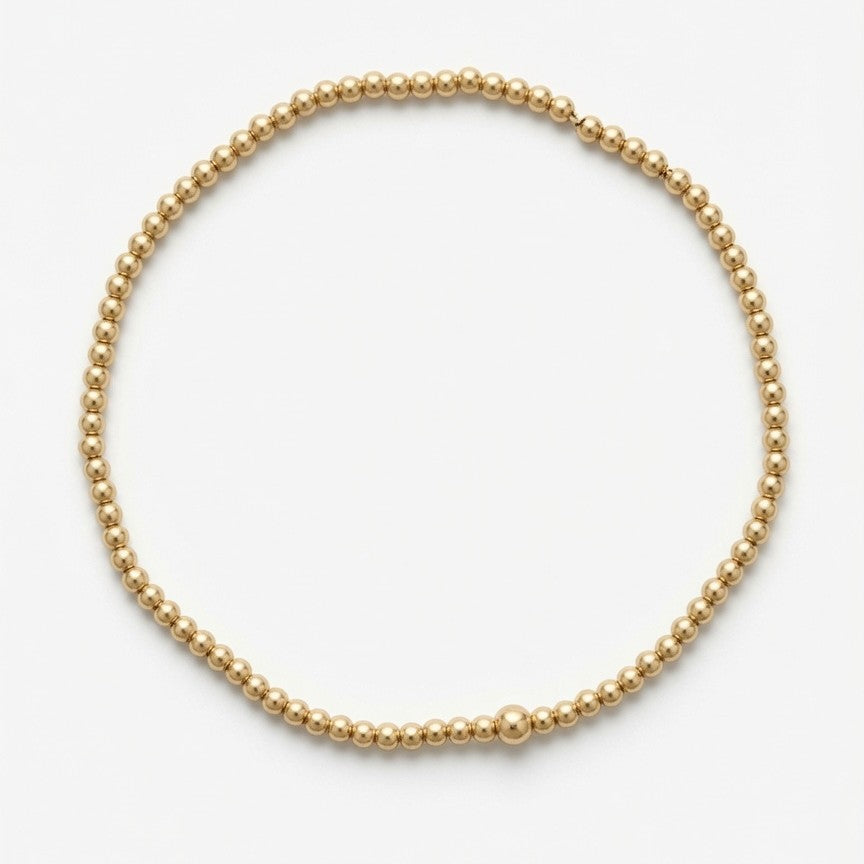 14ct Solid Gold Beaded Stretch Bracelet