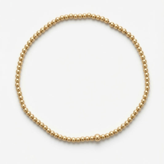 14ct Solid Gold Beaded Stretch Bracelet