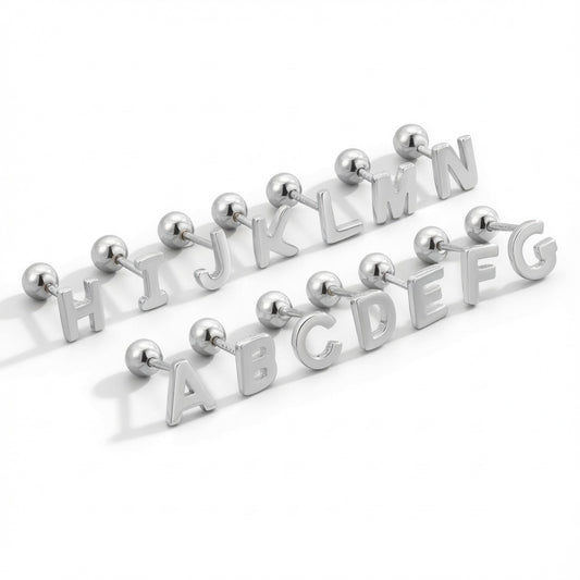 925 Sterling Silver Personalised Initial Letter Stud Earring
