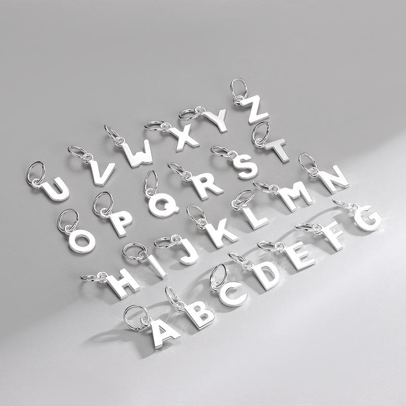 925 Sterling Silver A-Z Initial Letter Charm Pendant with Closed Jump Ring