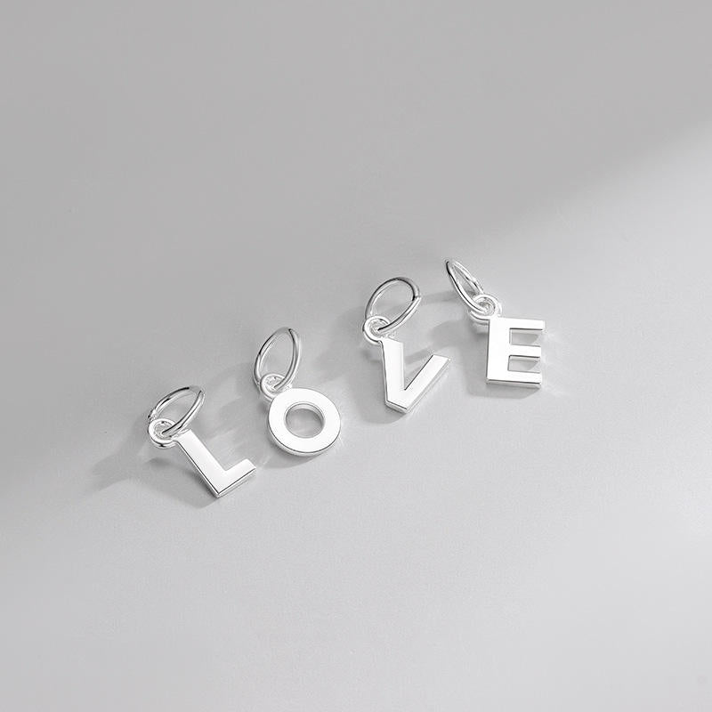 925 Sterling Silver A-Z Initial Letter Charm Pendant with Closed Jump Ring