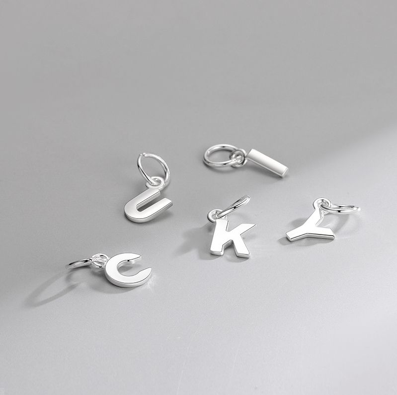 925 Sterling Silver A-Z Initial Letter Charm Pendant with Closed Jump Ring