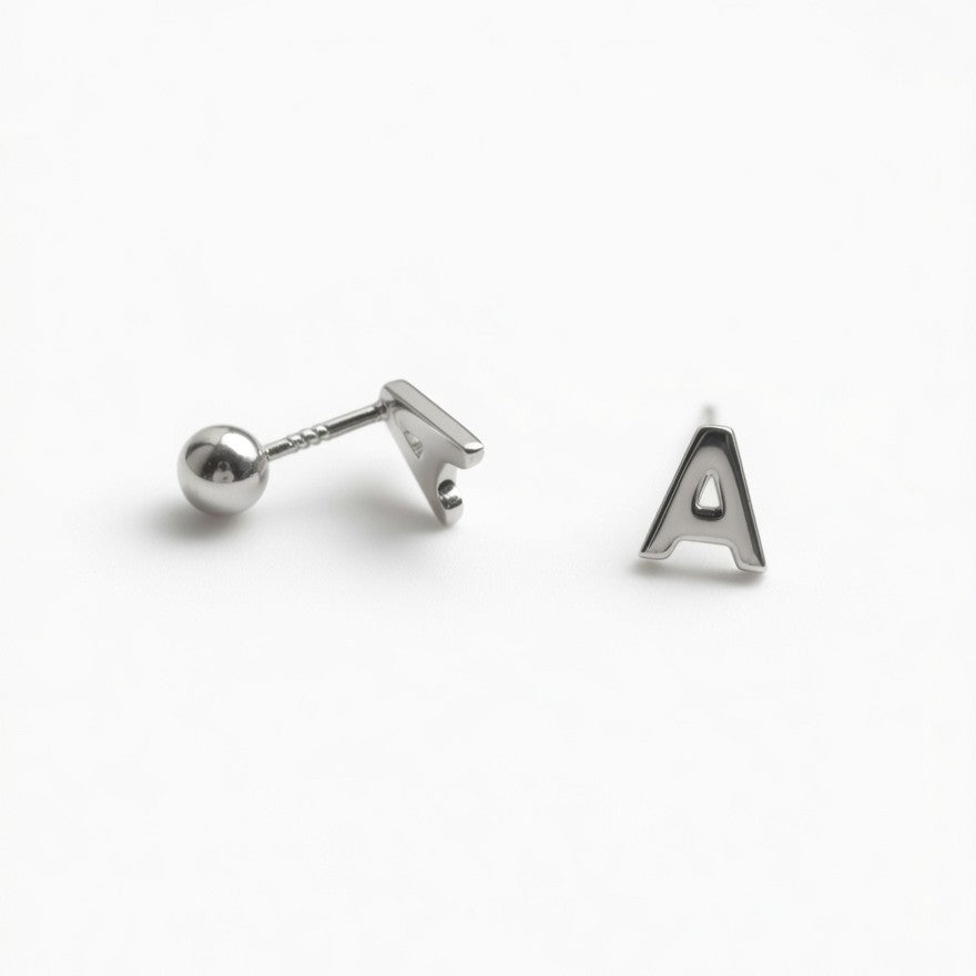 925 Sterling Silver Personalised Initial Letter Stud Earring