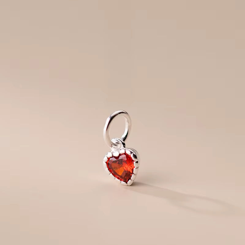 Sterling Silver / Gold Crystal Heart Charm Pendant