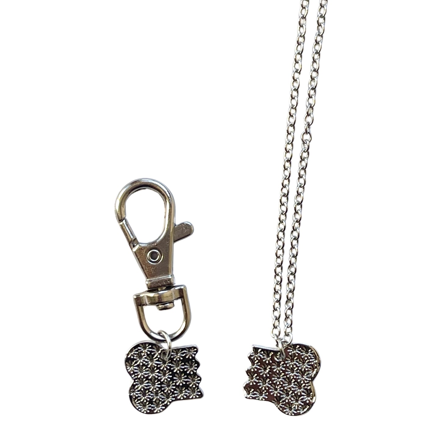 Silver Best Friends Bone Pendant Matching Dog Tag And Owner Necklace Set