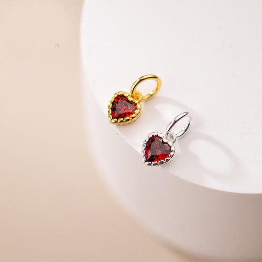 Sterling Silver / Gold Crystal Heart Charm Pendant