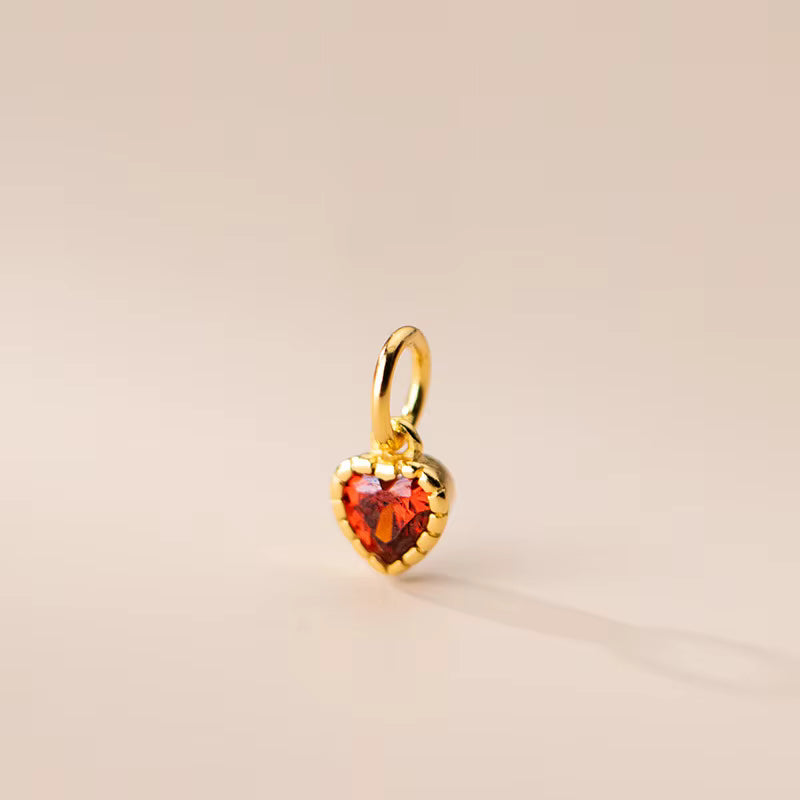 Sterling Silver / Gold Crystal Heart Charm Pendant