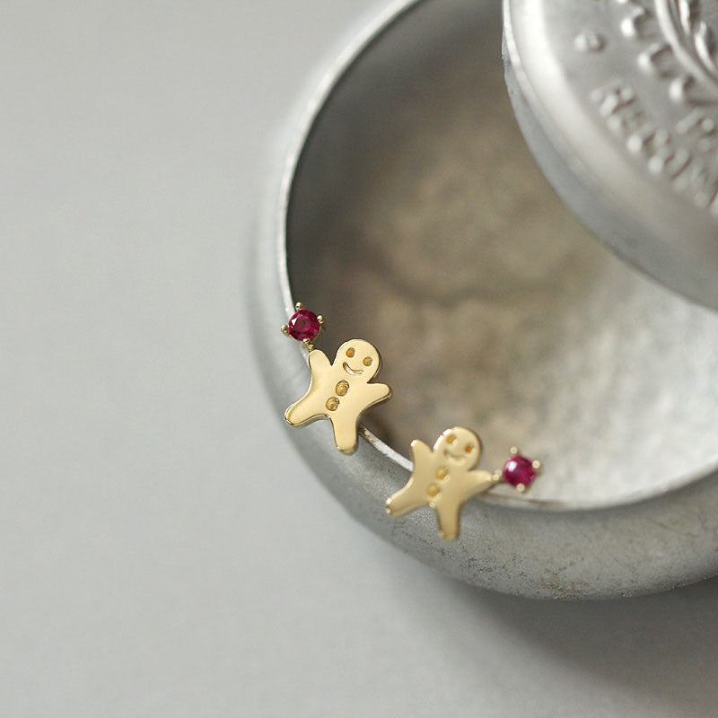 14ct Gold Gingerbread Man Earrings