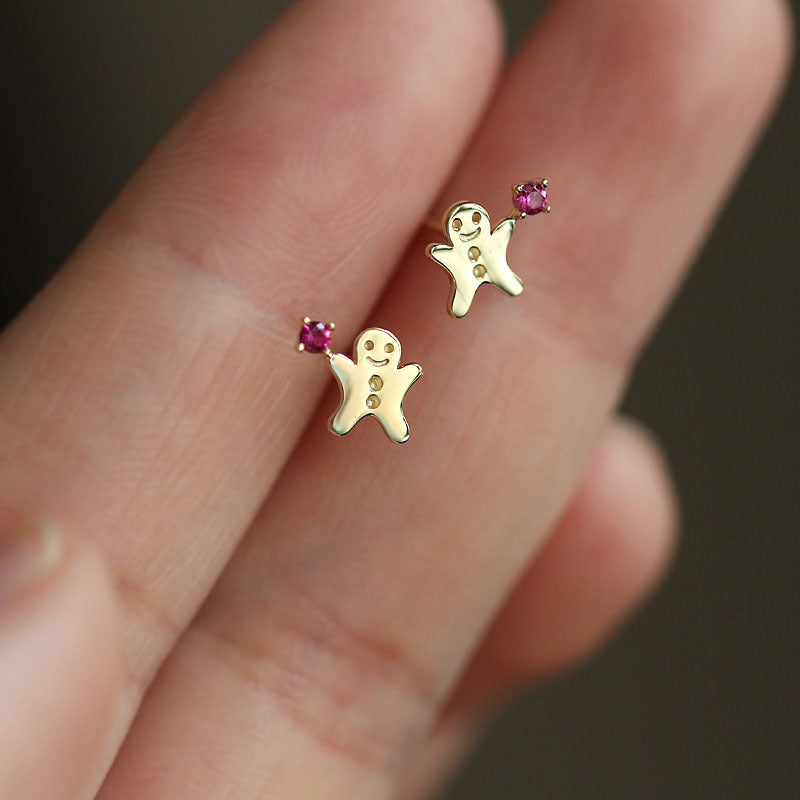 14ct Gold Gingerbread Man Earrings