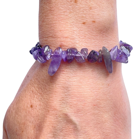 Natural Amethyst Crystal Chip Stretch Bracelet, Healing Bracelets, Natural Stone Bracelets, Healing Jewellery, Natural Jewellery, Crystal Jewellery, Crystal Bracelets