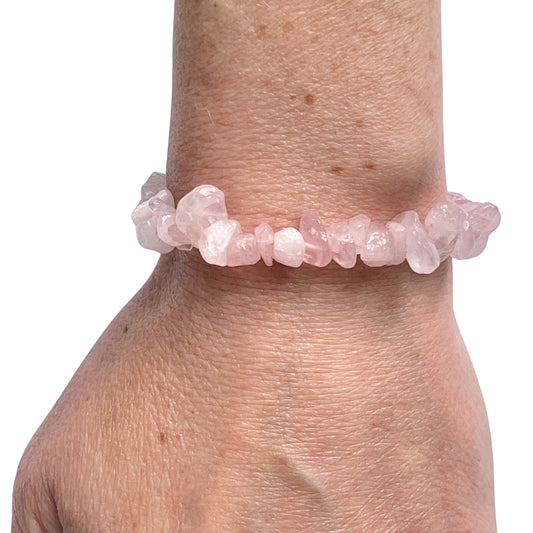 Natural Rose Quartz Crystal Chip Stretch Bracelet