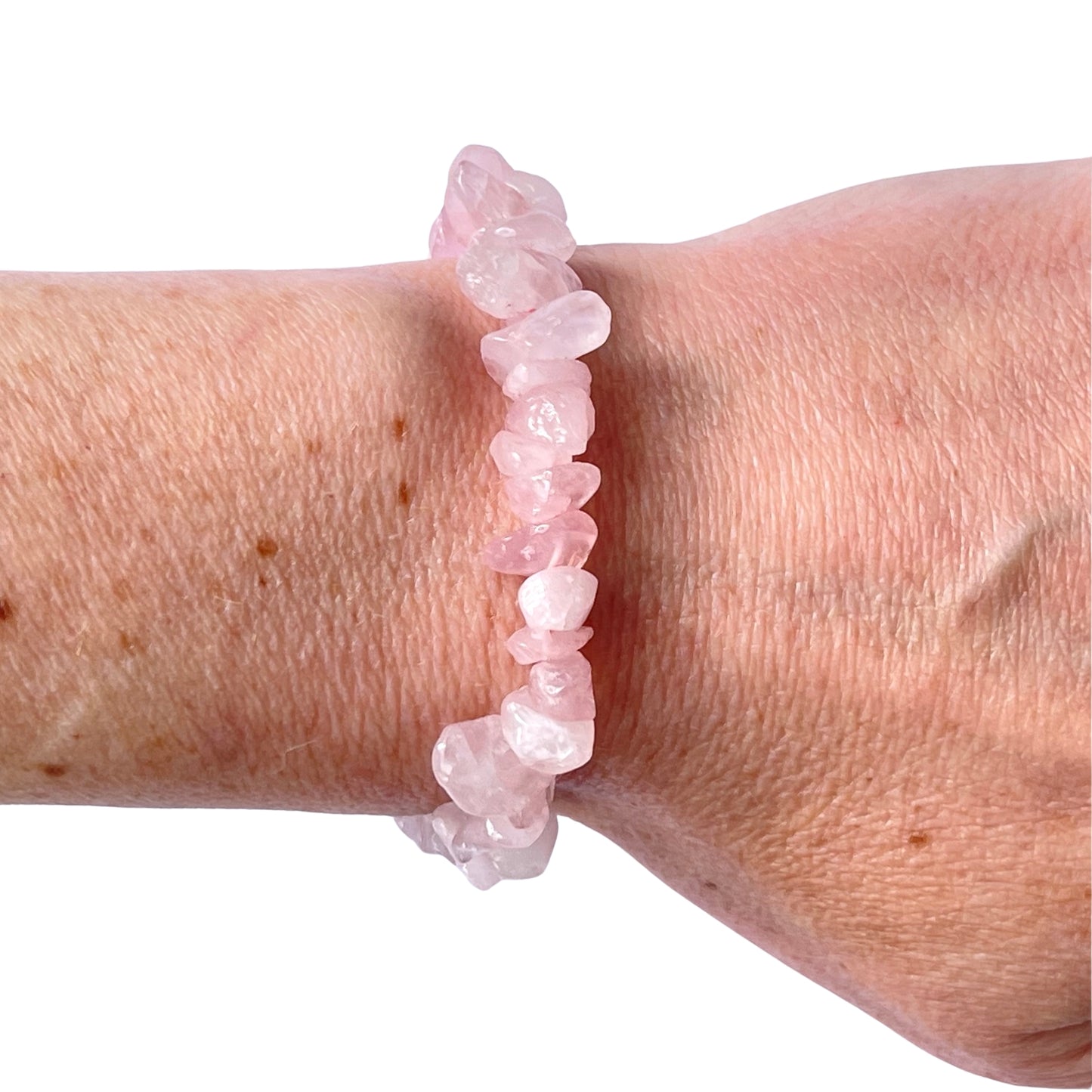 Natural Rose Quartz Crystal Chip Stretch Bracelet