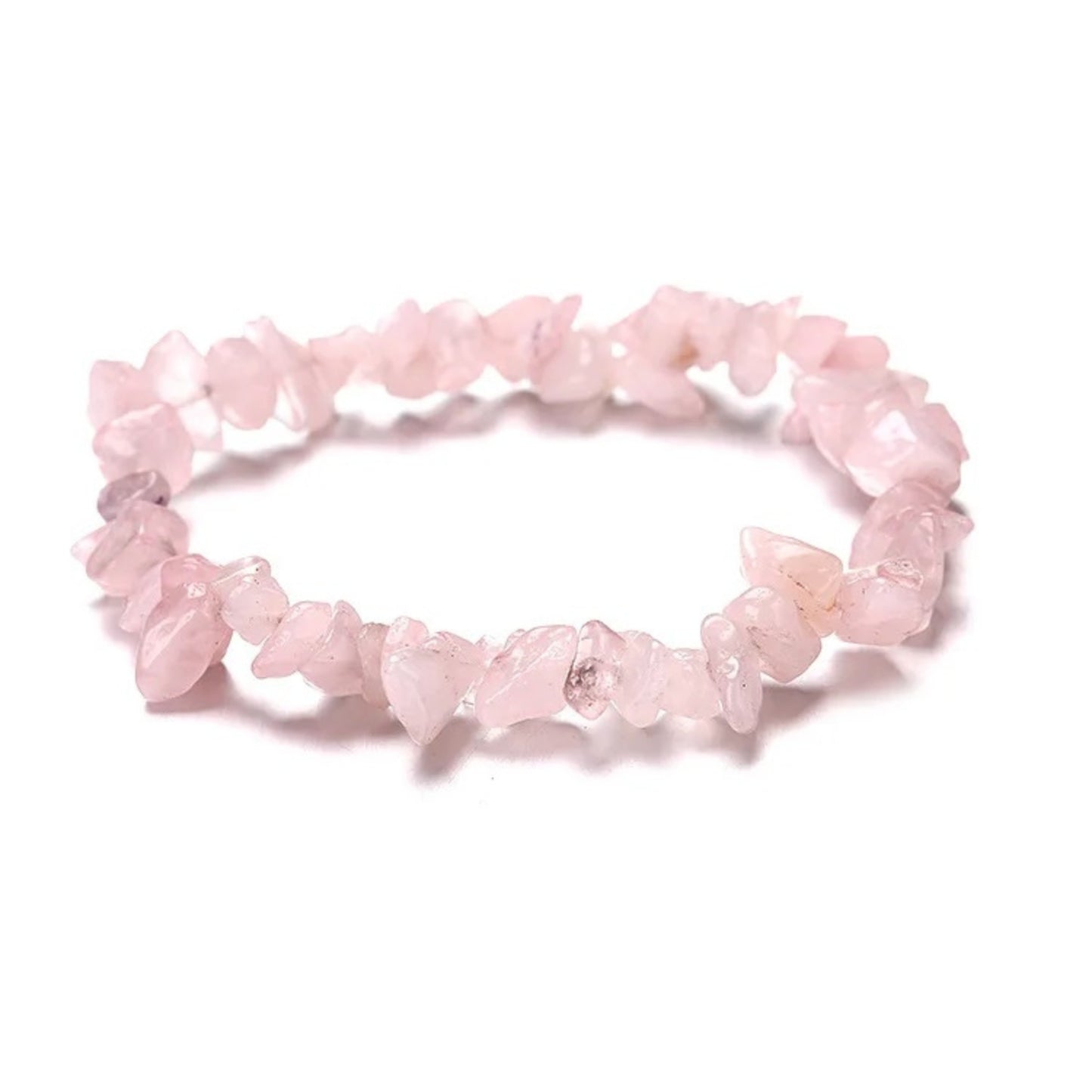 Natural Rose Quartz Crystal Chip Stretch Bracelet