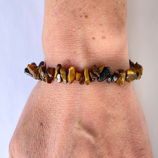 Natural Tiger's Eye Crystal Chip Stretch Bracelet