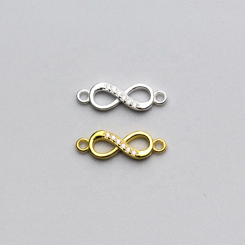 Sterling Silver / Gold Crystal Infinity Connector Charm Pendant