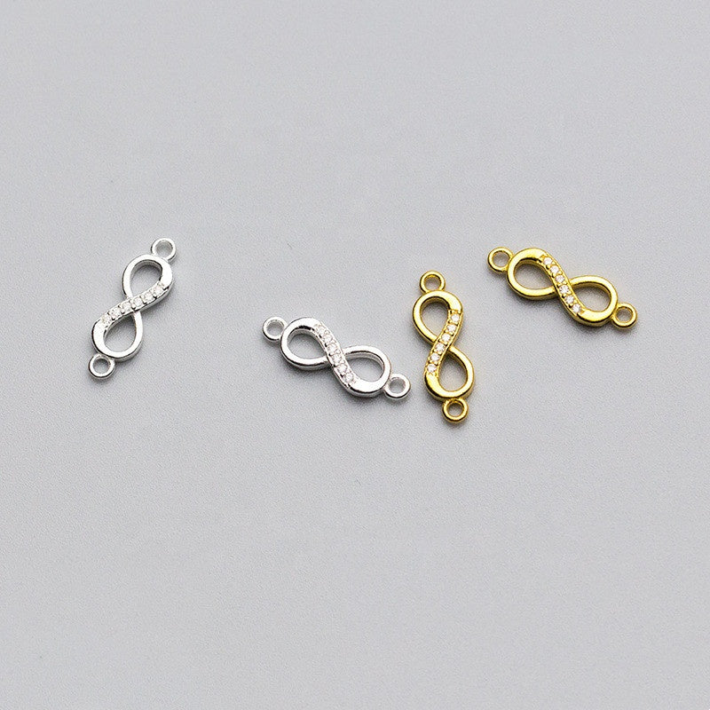 Sterling Silver / Gold Crystal Infinity Connector Charm Pendant
