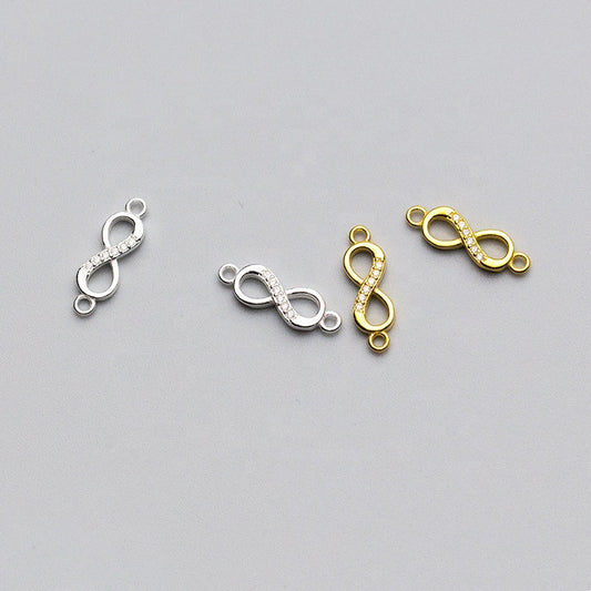 Sterling Silver / Gold Crystal Infinity Connector Charm Pendant