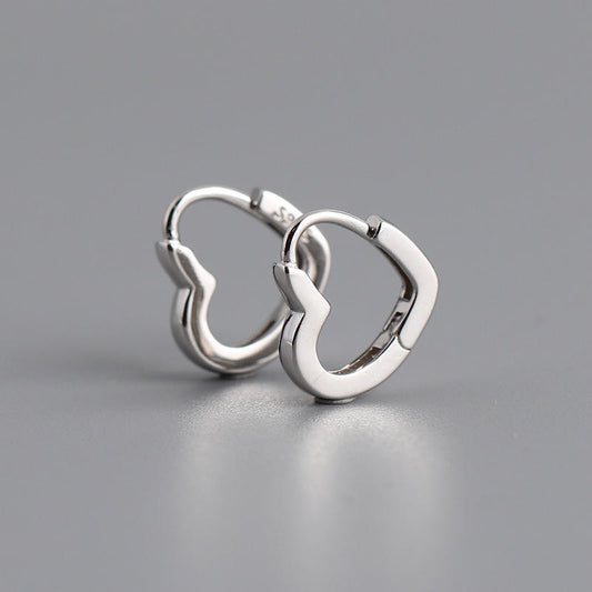 925 Sterling Silver Heart Huggie Earrings