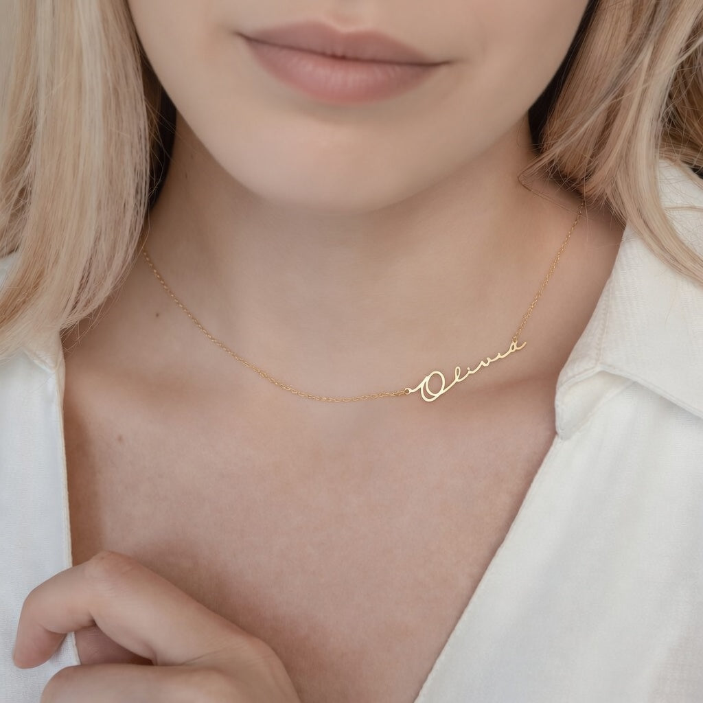 14ct Gold & Silver Custom Name Necklace