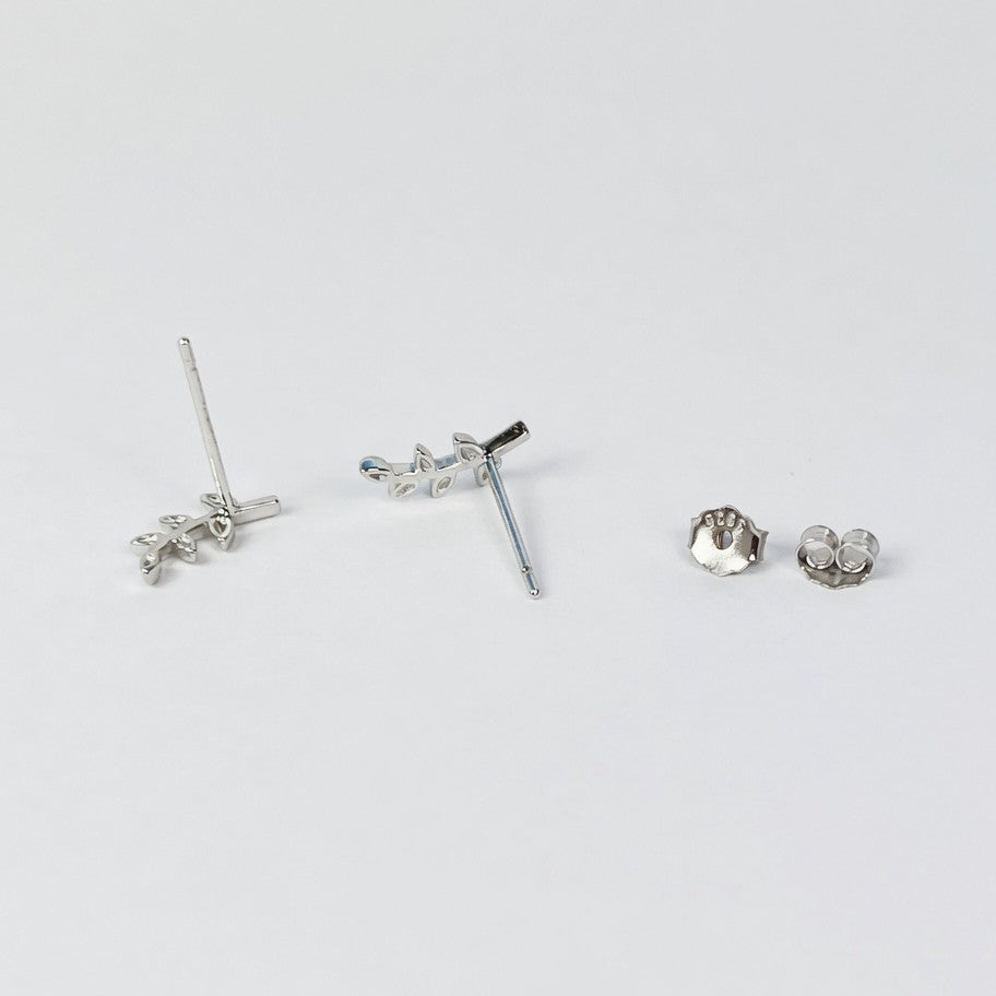 925 Sterling Silver Leaf Branch Stud Earrings
