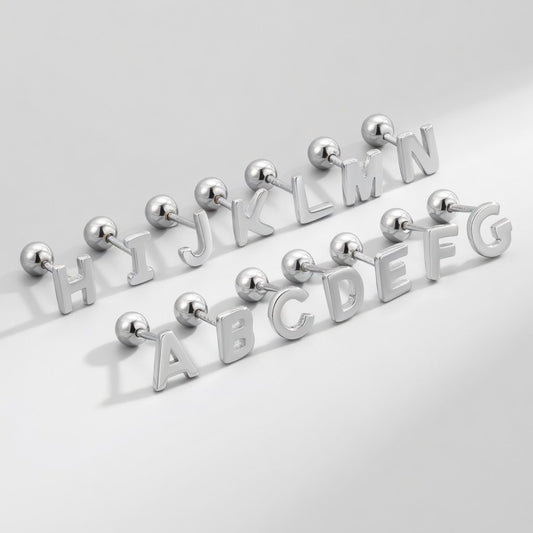 925 Sterling Silver Personalised Initial Letter Stud Earrings